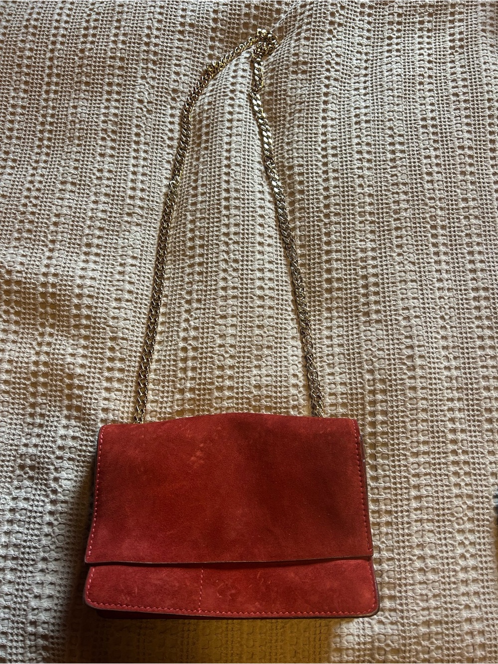 Zara Suede Chain Shoulder Bag in Red